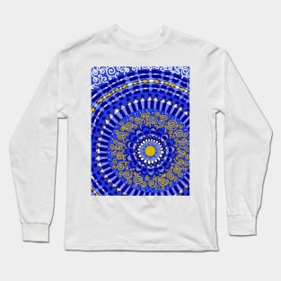 Blue and Yellow Mandala Long Sleeve T-Shirt